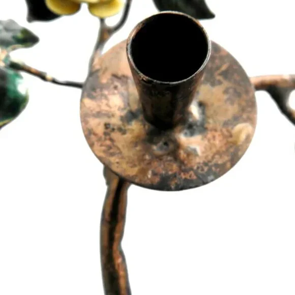 Bovano Enamel on Copper Candle Holder Yellow Flowers